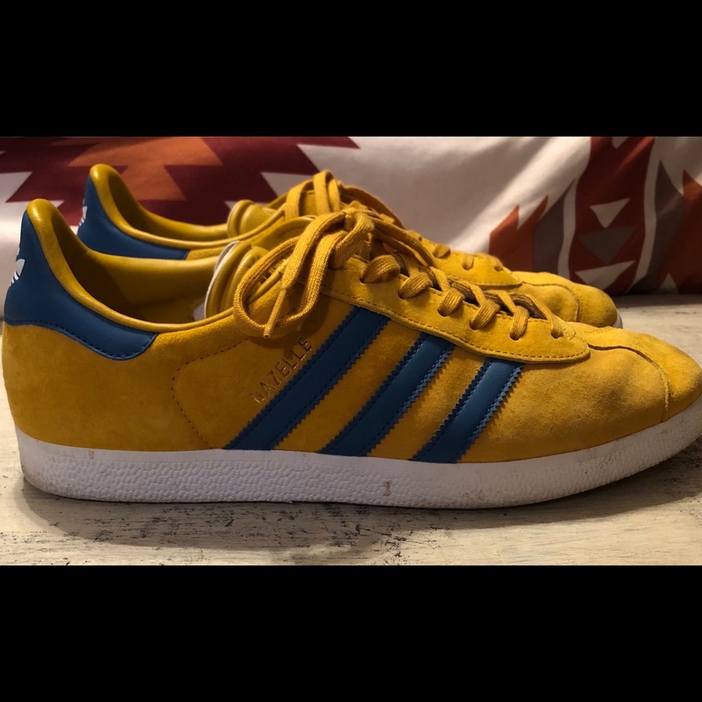 Adidas Gazelle Yellow with Blue Stripes